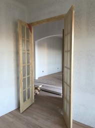 Living Room French Doors Looking Towards Dining Room